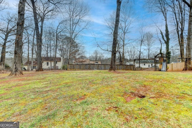 view of yard with a playground