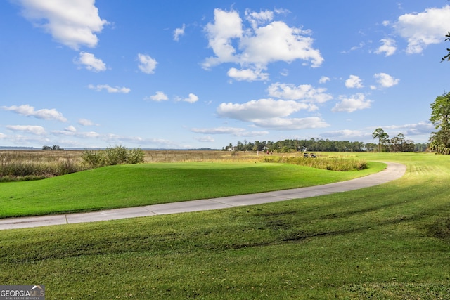 view of community featuring a lawn