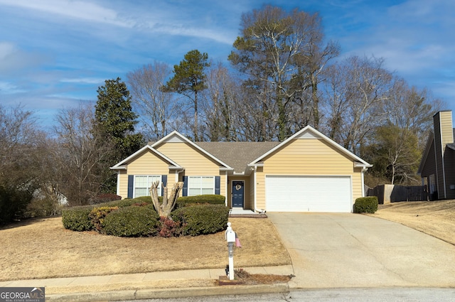 single story home with a garage