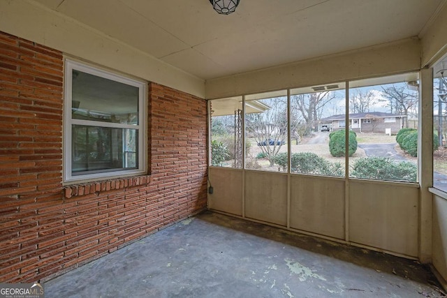 view of unfurnished sunroom