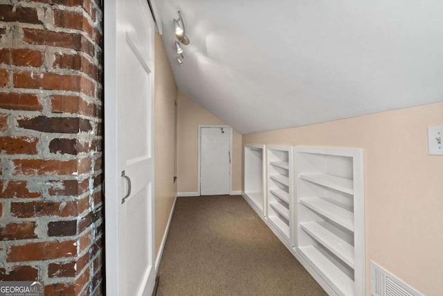 additional living space with lofted ceiling and carpet