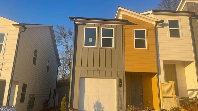 exterior space with a garage