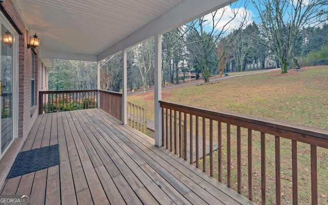 deck with a lawn