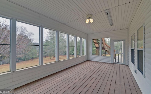 view of unfurnished sunroom