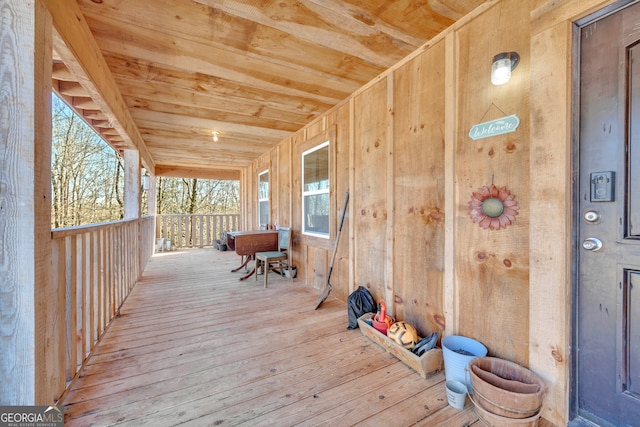 deck with a porch