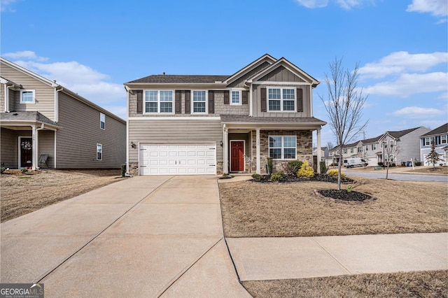 view of front of property with a garage