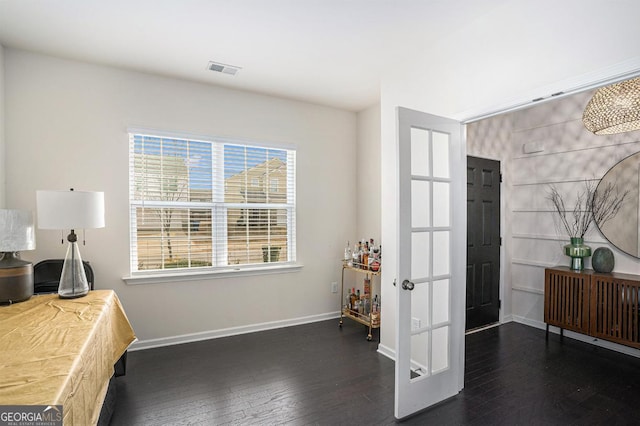 office area with dark hardwood / wood-style flooring