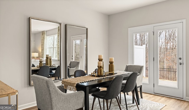 dining room with light hardwood / wood-style flooring