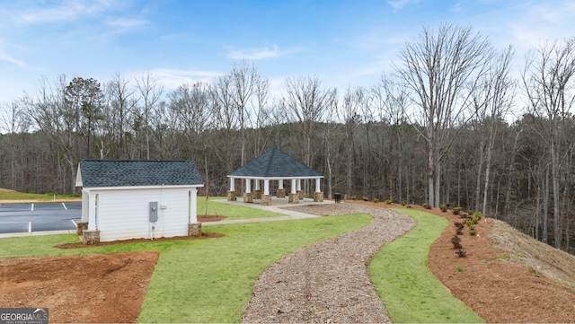 view of yard featuring a gazebo