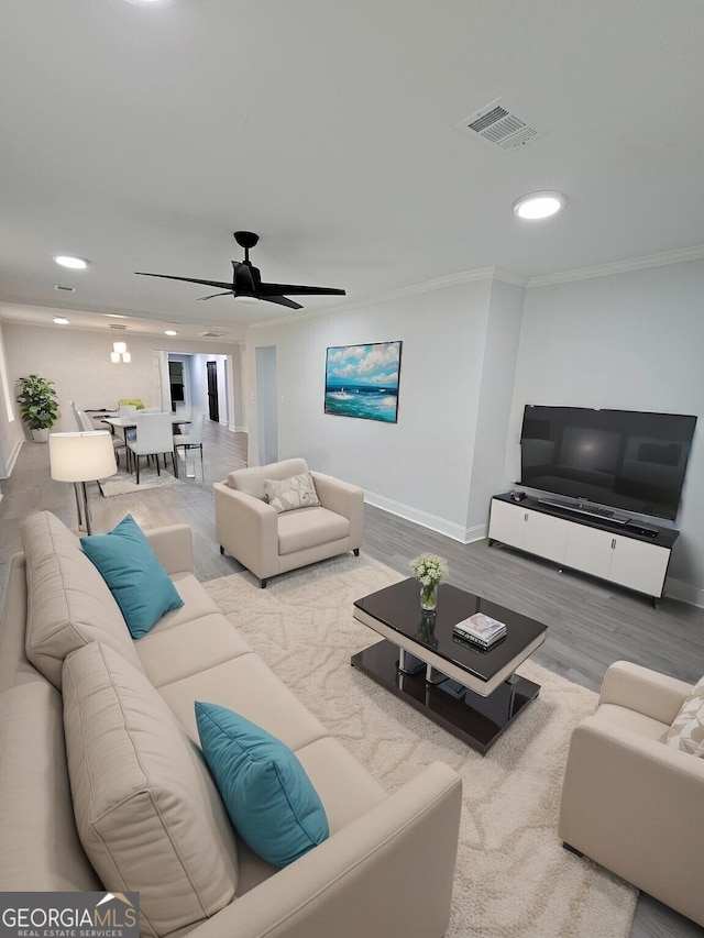 1295 Ga Highway 49, Macon, GA 31211 - living area featuring recessed lighting, baseboards, visible vents, and ornamental molding