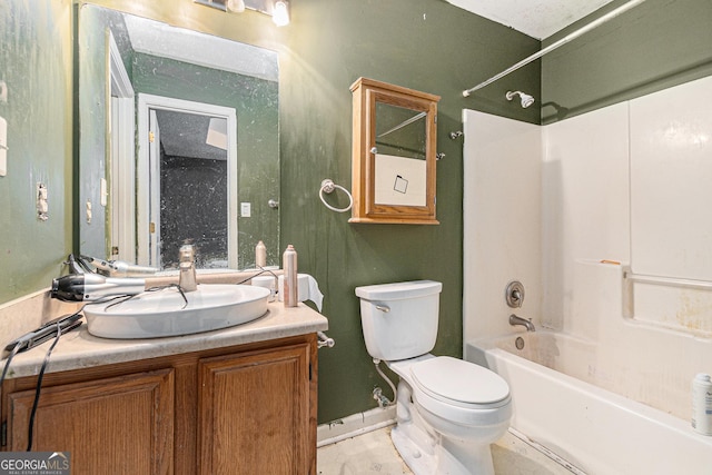 full bathroom with vanity, toilet, and shower / bath combination