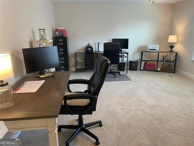 office featuring light colored carpet