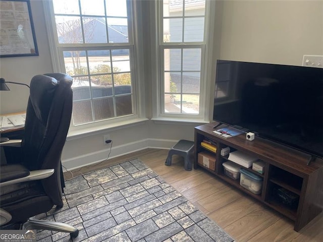 home office featuring wood-type flooring