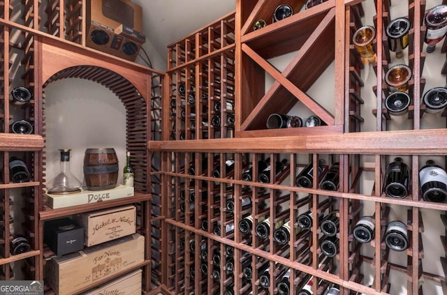 view of wine cellar