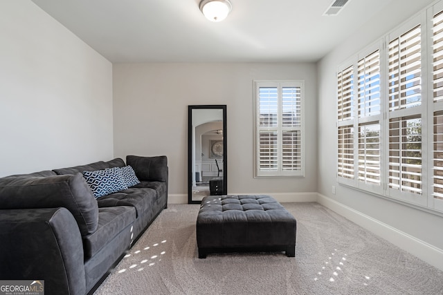 living room with carpet flooring