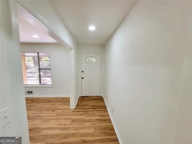 entryway with light wood-type flooring