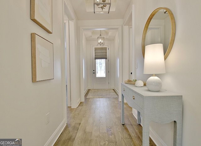 doorway featuring light wood-type flooring