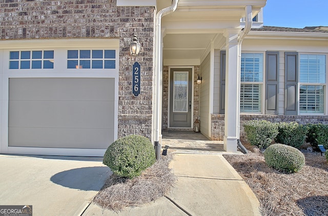 entrance to property with a garage