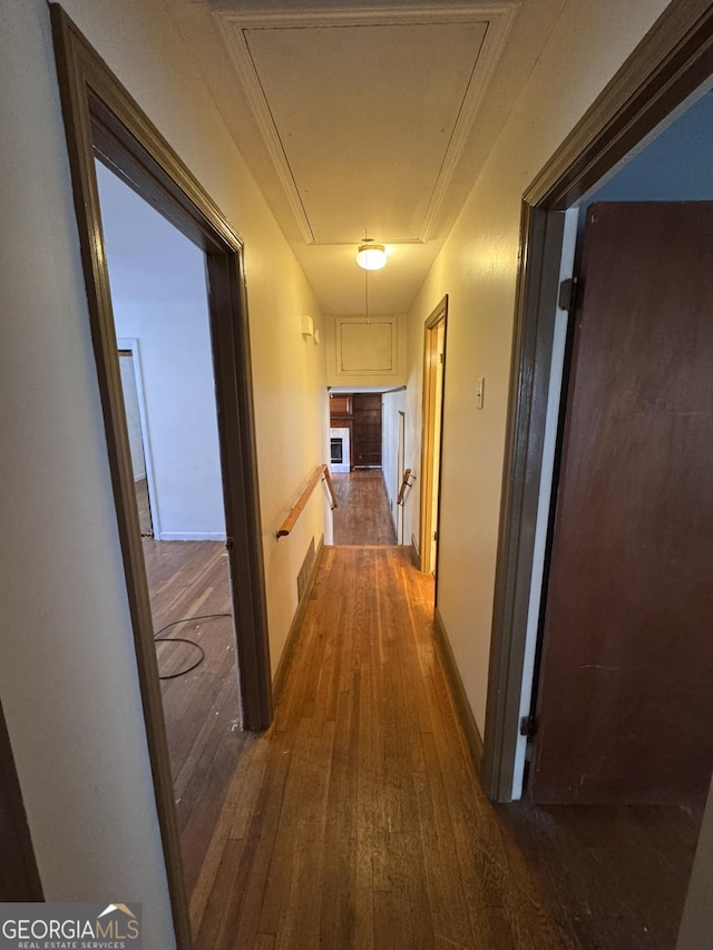 hall featuring dark hardwood / wood-style floors