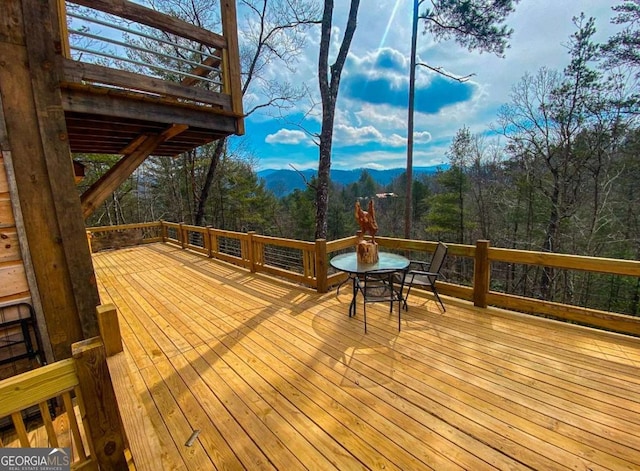 deck featuring a mountain view