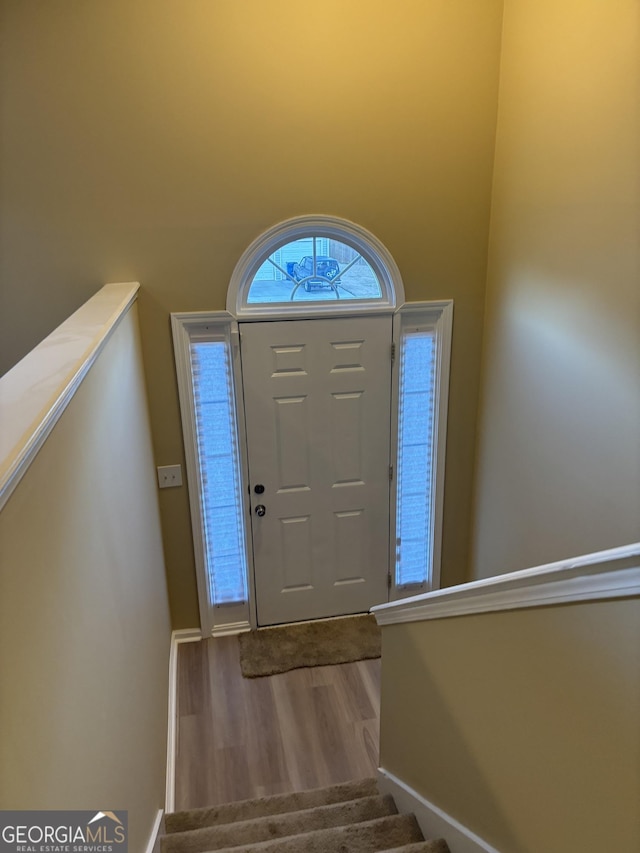 entrance foyer with light hardwood / wood-style flooring