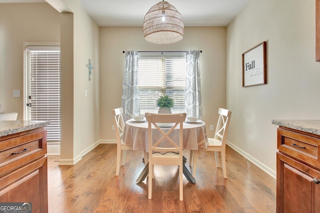 dining area featuring light hardwood / wood-style flooring