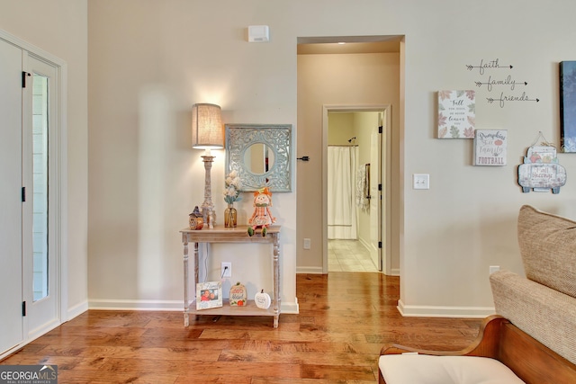 interior space with hardwood / wood-style floors