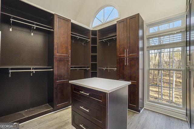spacious closet with light wood finished floors