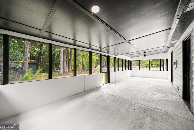 view of unfurnished sunroom