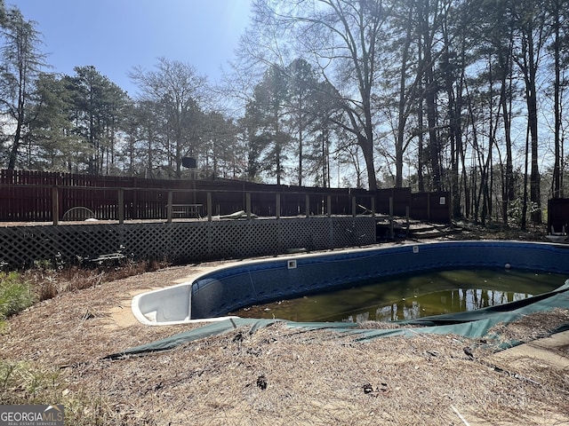 view of pool featuring a fenced in pool