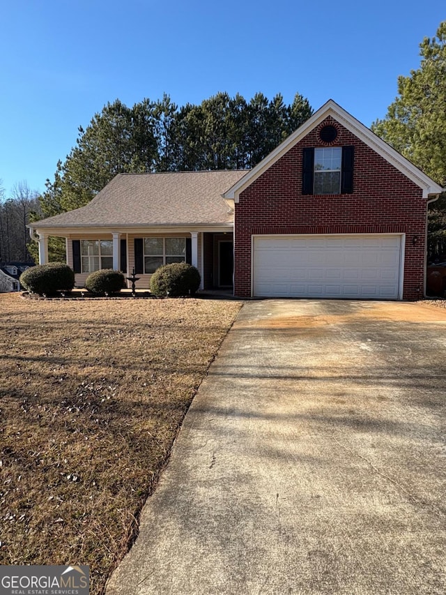 single story home with a garage