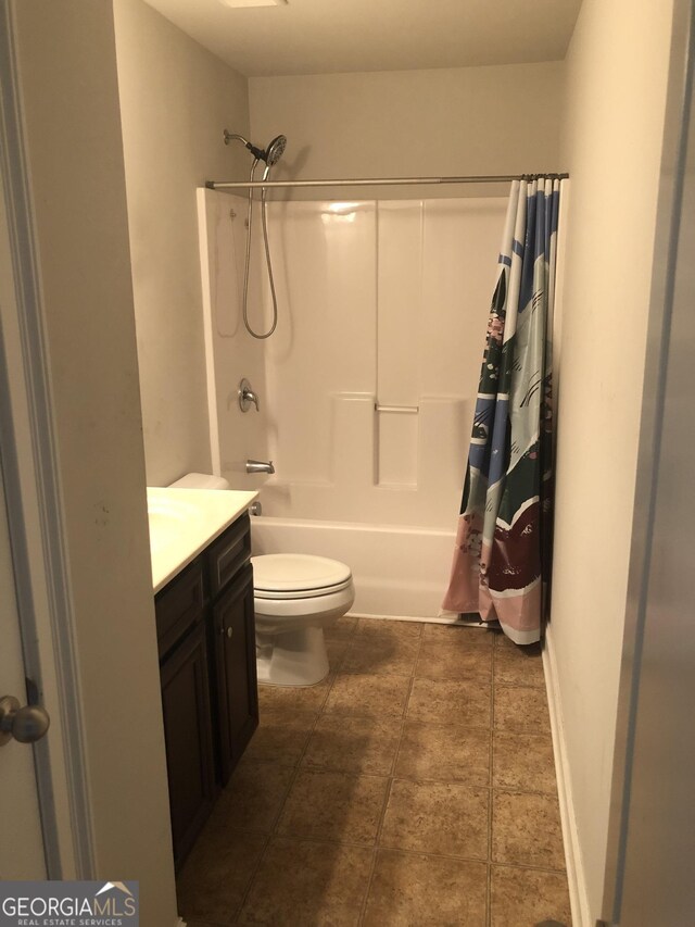 284 Madison Grace Ave, Mcdonough, GA 30252 - bathroom with toilet, shower / bath combination with curtain, and vanity