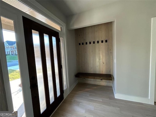 mudroom with light wood-type flooring