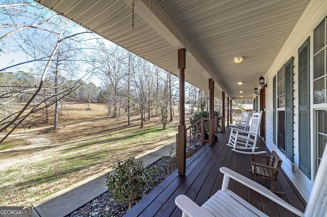 deck featuring a porch