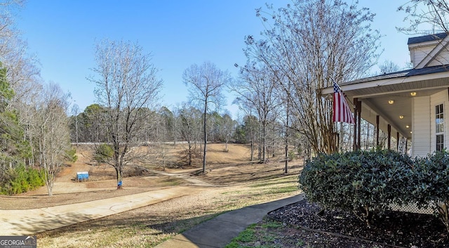 view of yard featuring covered porch