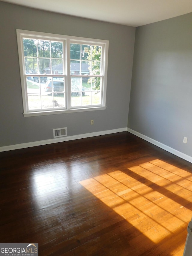 spare room featuring dark wood-type flooring