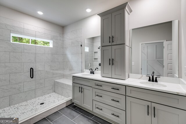 8981 Callaway Lot 87Silva, Winston, GA 30187 - full bathroom featuring a sink, tile patterned flooring, a stall shower, and double vanity