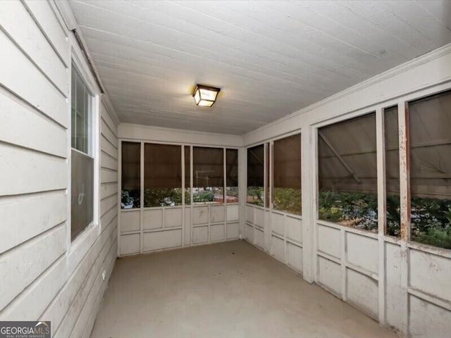 view of unfurnished sunroom