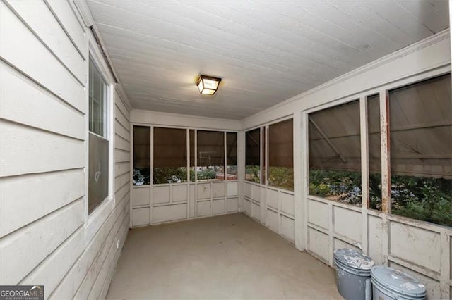 view of unfurnished sunroom