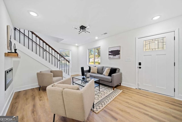 living room featuring wood-type flooring