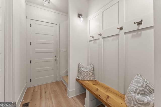 mudroom with light wood-type flooring