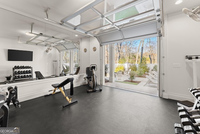 exercise room with a healthy amount of sunlight