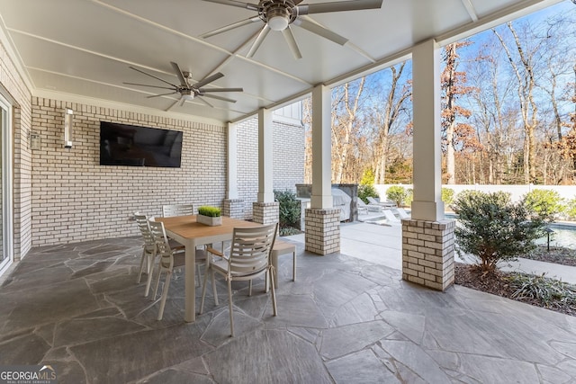 view of patio / terrace featuring ceiling fan