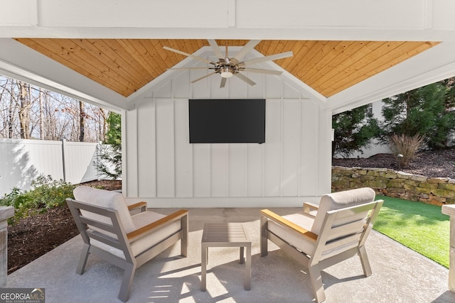 view of patio / terrace with ceiling fan