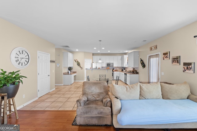 view of tiled living room