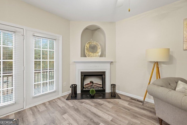 living room featuring light wood-type flooring