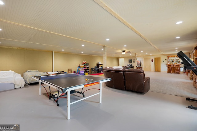 1581 Taylor Town Rd NE, Ranger, GA 30734 - recreation room with finished concrete floors and recessed lighting