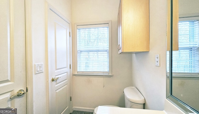 bathroom with plenty of natural light and toilet