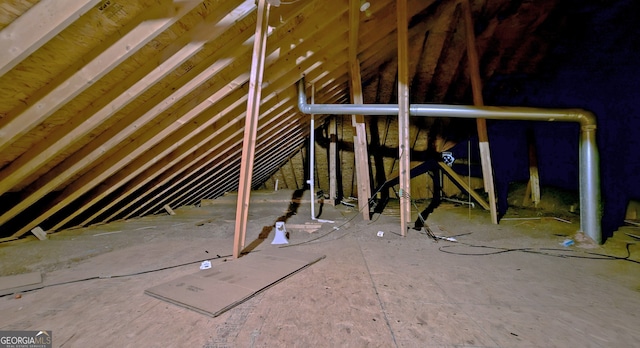 view of unfinished attic