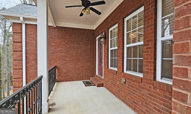 view of patio with ceiling fan